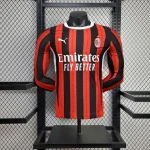 2024/2025 Player Version AC Milan Home Long Sleeve Football Shirt 1:1 Thai Quality