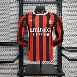 2024/2025 Player Version AC Milan Home Long Sleeve Football Shirt 1:1 Thai Quality