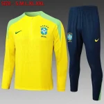 2024 Brazil Half-Pull Training Suit Yellow Football Shirt 1:1 Thai Quality Set