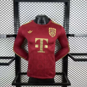 2025/2026 Player Version Bayern Munich 125th Anniversary Edition Red Long Sleeve Football Shirt 1:1 Thai Quality