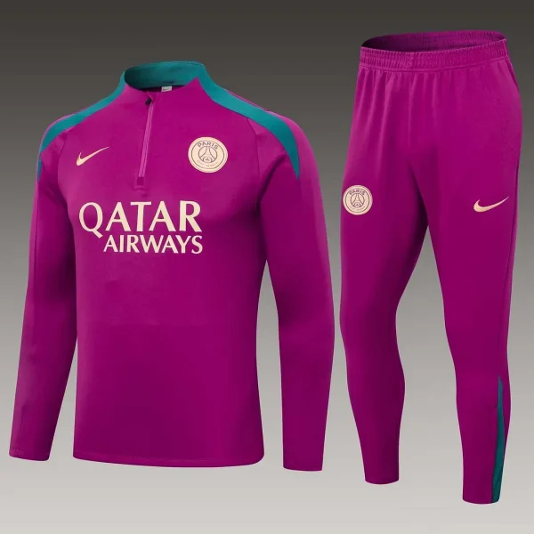 2024/2025 Psg Paris Saint-Germain Half-Pull Training Suit Rose Set 1:1 Thai Quality