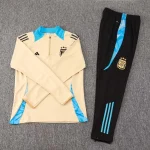 2024 Argentina Half-Pull Training Suit Khaki Football Shirt Set 1:1 Thai Quality