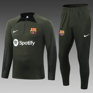 2023/2024 Barcelona Half-Pull Training Suit Army Green Jersey Set