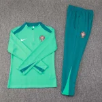 2024 Portugal Half-Pull Training Suit Green Football Shirt Set 1:1 Thai Quality