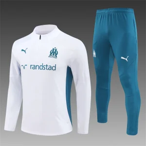 2024/2025  Olympique de Marseille Half-pull Training Suit White Football Jersey  1:1 Thai Quality