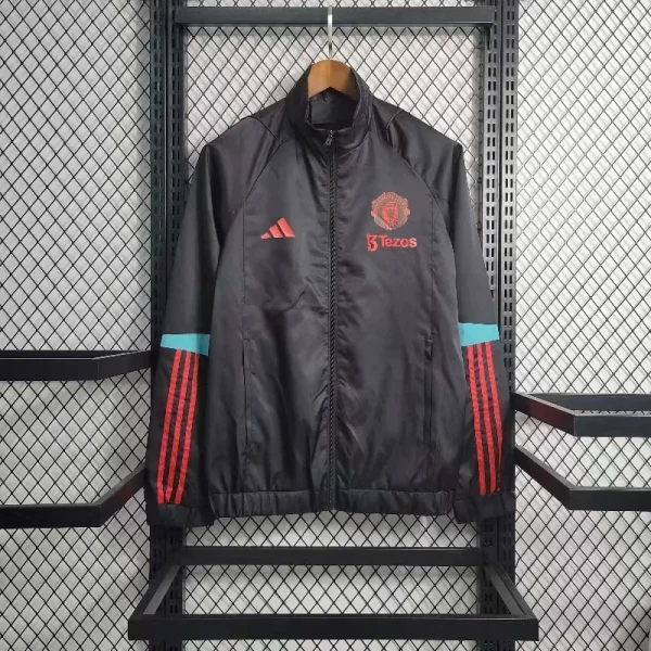 2023 Manchester United Windbreaker Jersey black red edge