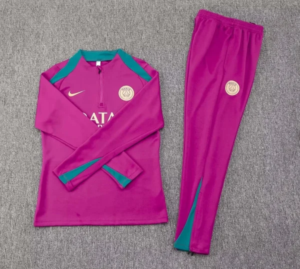2024/2025 Psg Paris Saint-Germain Half-Pull Training Suit Rose Set 1:1 Thai Quality