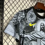2024 Brazil Special Edition Jesus Black Gray Soccer Jersey Kids Size
