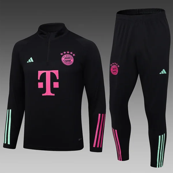 2023/2024 Bayern Half-Pull Training Suit Black Football Shirt 1:1 Thai Quality
