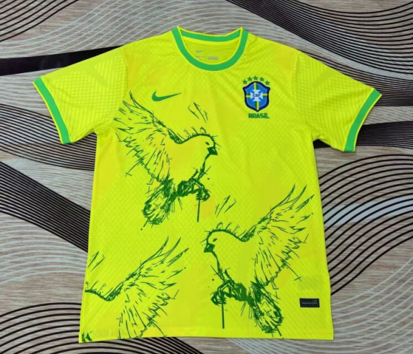 2024 Brazil Special Edition Birds Yellow Soccer Jersey 1:1 Thai Quality