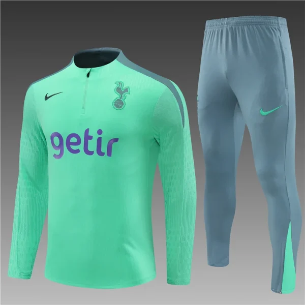 2024/2025 Tottenham Half-Pull Training Suit Wear Light Green Football Shirt 1:1 Thai Quality