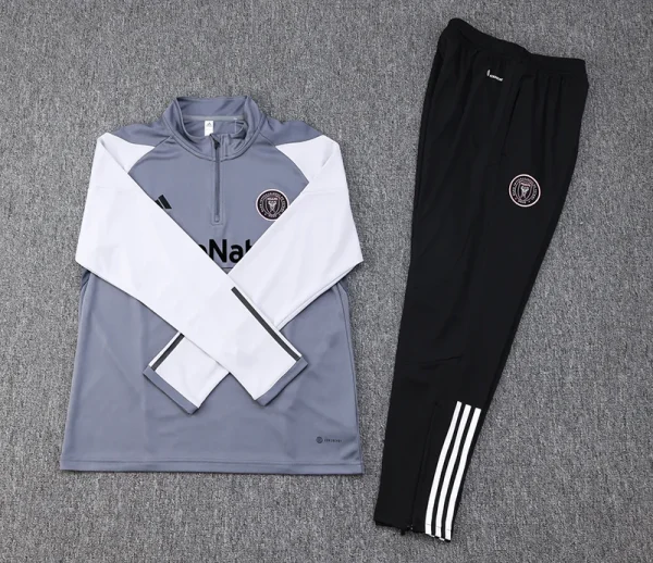 2023/2024 Inter Miami Half-Pull Training Suit Grey Soccer Jersey 1:1 Thai Quality