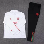 2023/2024 Manchester United Half-Pull Training Suit White Football Shirt 1:1 Thai Quality Set