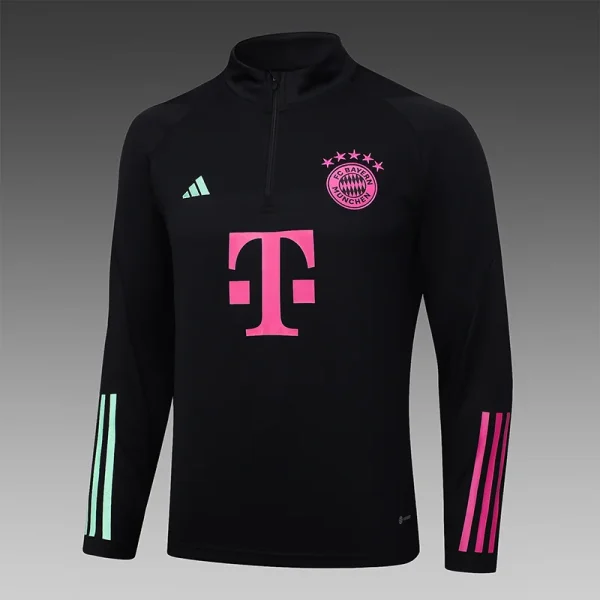 2023/2024 Bayern Half-Pull Training Suit Black Football Shirt 1:1 Thai Quality
