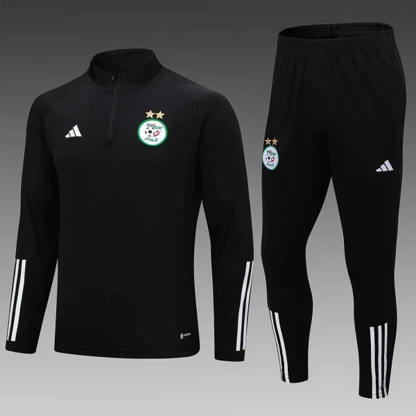 2023 Algeria National Team Half-Pull Training Suit Black Shirt