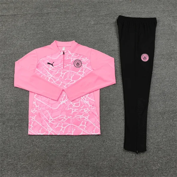 2024/2025 Manchester City Half-Pull Training Suit Pink football shirt 1:1 Thai quality