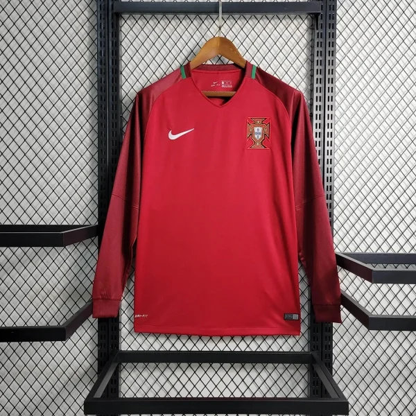2016 Long Sleeve Retro Portugal Home Football Shirt 1:1 Thai Quality