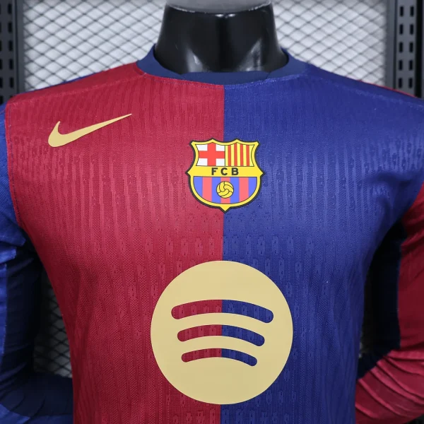 2024/2025 Player Version Long Sleeve Barcelona Home Football Shirt 1:1 Thai Quality