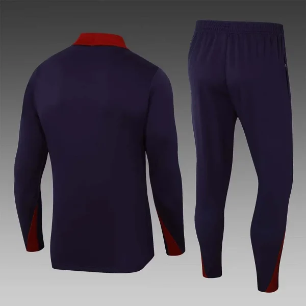 2024 England Half-Pull Training Suit Purple Football Shirt Set 1:1 Thai Quality