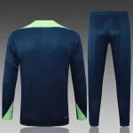 2024 Brazil Half-Pull Training Suit Dark Blue Football Shirt 1:1 Thai Quality Set