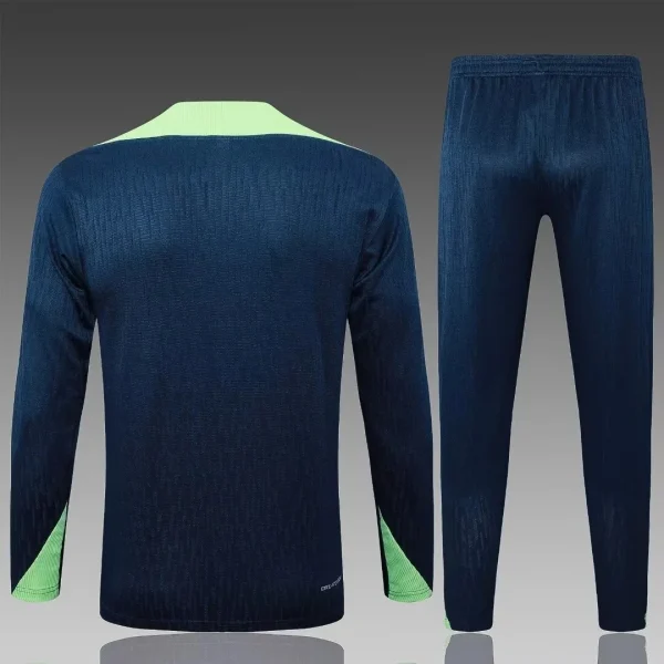 2024 Brazil Half-Pull Training Suit Dark Blue Football Shirt 1:1 Thai Quality Set