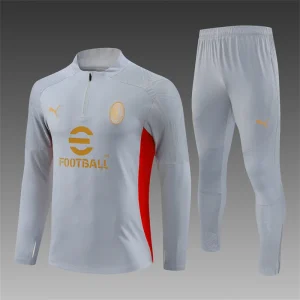 2024/2025 AC Milan Half-Pull Training Suit Grey Soccer Jersey 1:1 Thai Quality