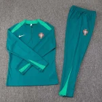 2024 Portugal Half-Pull Training Suit Dark Green Football Shirt Set 1:1 Thai Quality