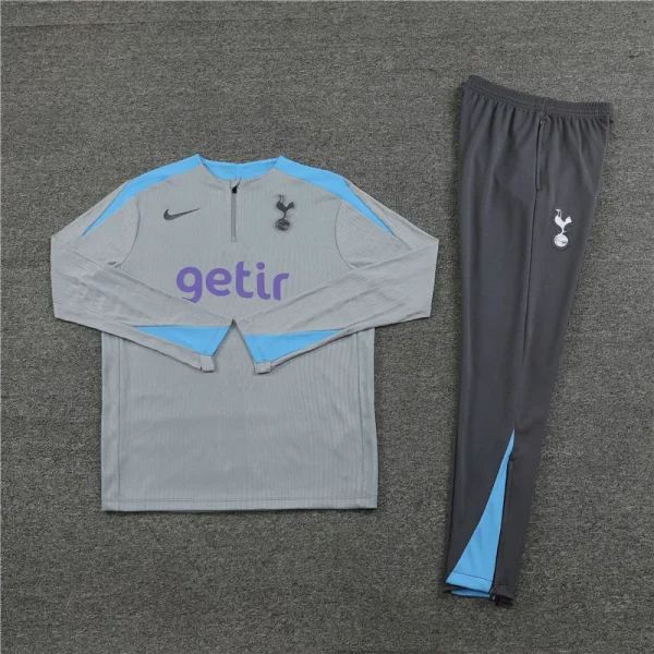 2024/2025 Tottenham Half-Pull Training Suit Light Grey Football Shirt 1:1 Thai Quality