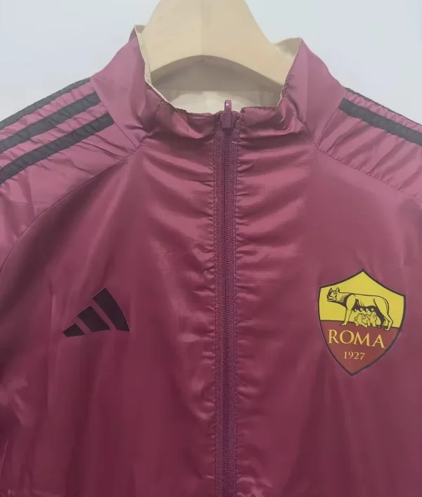 2024/2025 Roma Red Double-Sided Windbreaker Plaid Fabric Soccer Jersey 1:1 Thai Quality