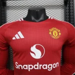 2024/2025 Player Version Manchester United Home Long Sleeve Football Shirt 1:1 Thai Quality