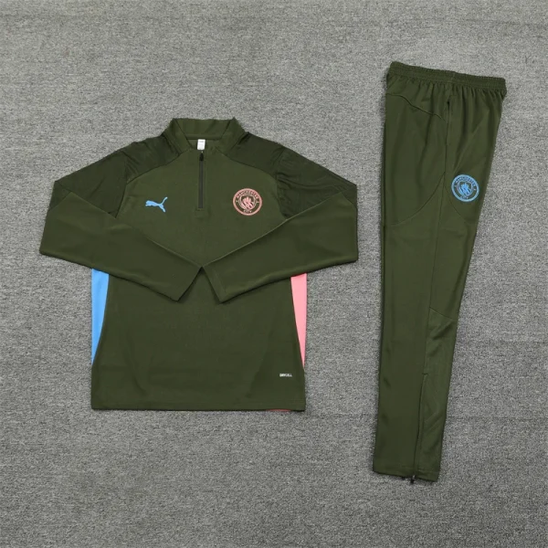 2024/2025 Manchester City Half-Pull Training Uniform Military Green Football shirt 1:1 Thai quality