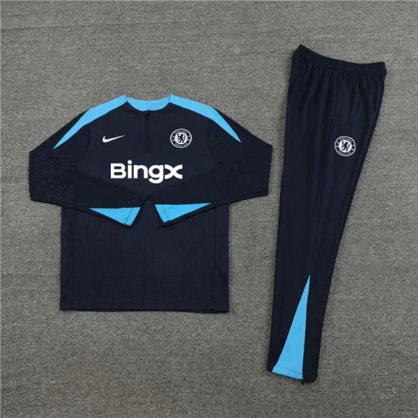 2024/2025 Chelsea Half-Pull Training Suit Dark Blue Football Shirt Set 1:1 Thai Quality