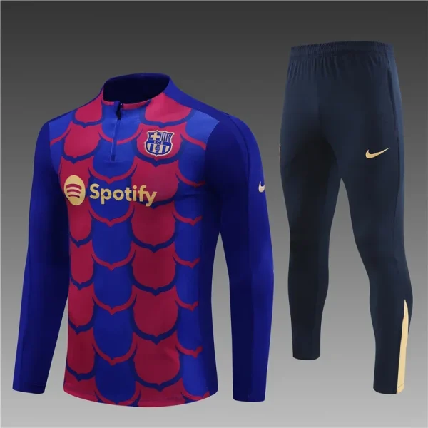 2024/2025 Barcelona Half-Pull Training Red And Blue Camouflage Jersey Set  1:1 Thai Quality