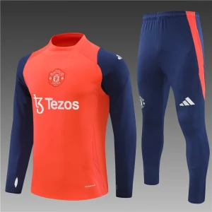 2024/2025 Manchester United Half-Pull Training Suit Orange Red Football Shirt 1:1 Thai Quality