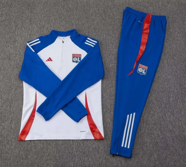 2024/2025 Lyon Half-Pull Training Suit White Football Shirt Set 1:1 Thai Quality