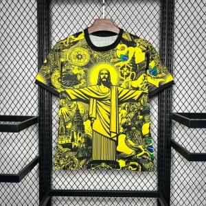 2024 Brazil Special Edition Jesus Yellow Gray Soccer Jersey