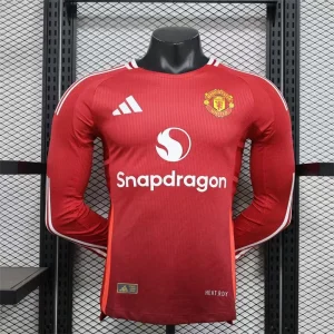 2024/2025 Player Version Manchester United Home Long Sleeve Football Shirt 1:1 Thai Quality