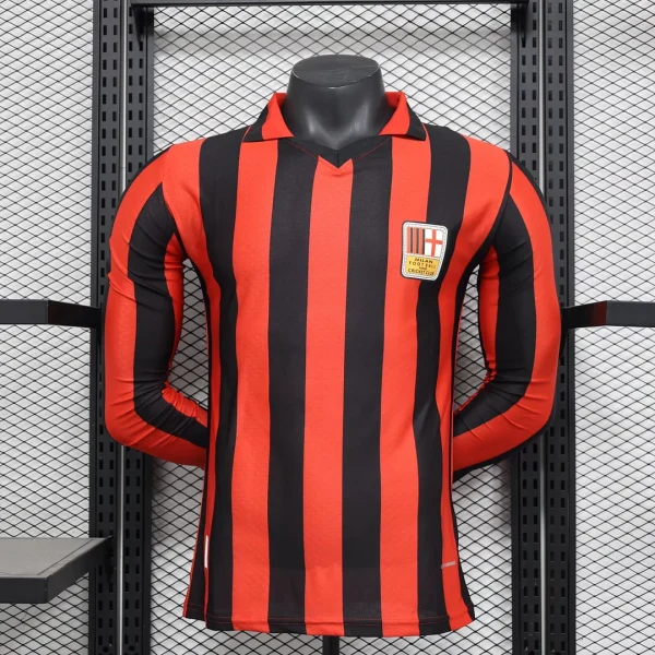 2024/2025 Player Version AC Milan 125th Anniversary Edition Red Long Sleeve Football Shirt 1:1 Thai Quality