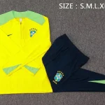 2024 Brazil Half-Pull Training Suit Yellow Football Shirt 1:1 Thai Quality Set