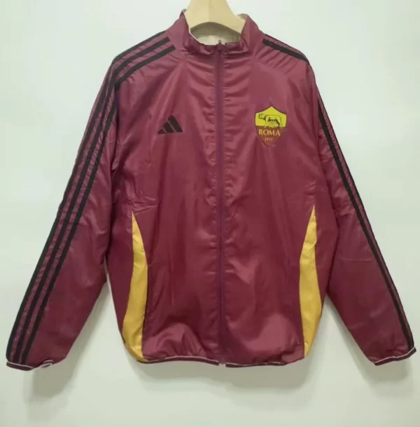 2024/2025 Roma Red Double-Sided Windbreaker Plaid Fabric Soccer Jersey 1:1 Thai Quality