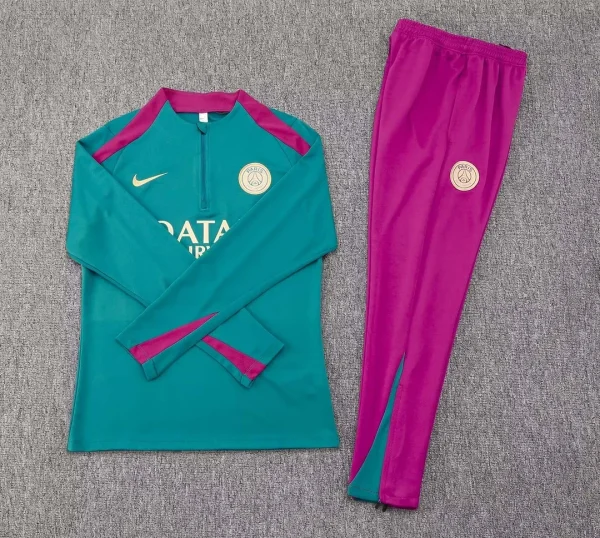 2024/2025 Psg Paris Saint-Germain Half-Pull Training Suit Blackish green Set 1:1 Thai Quality
