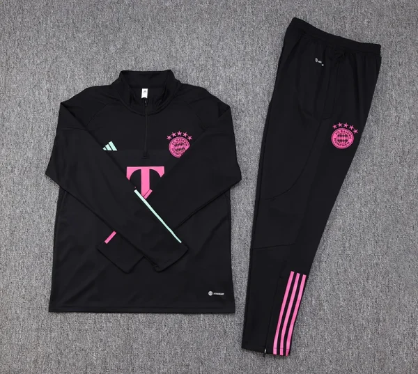 2023/2024 Bayern Half-Pull Training Suit Black Football Shirt 1:1 Thai Quality