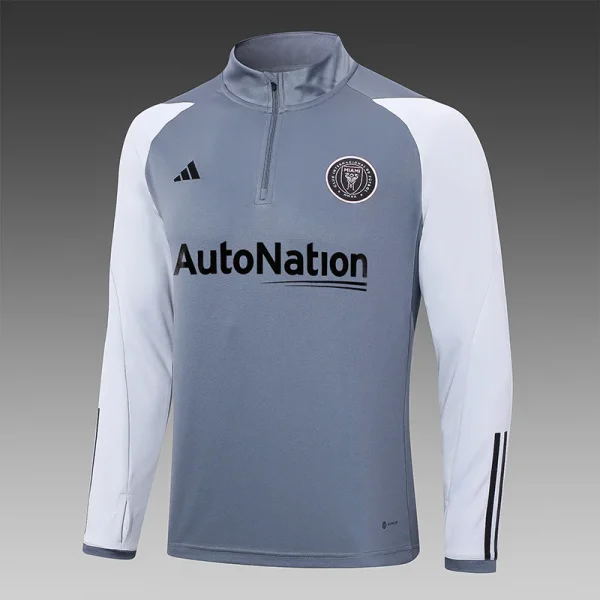 2023/2024 Inter Miami Half-Pull Training Suit Grey Soccer Jersey 1:1 Thai Quality