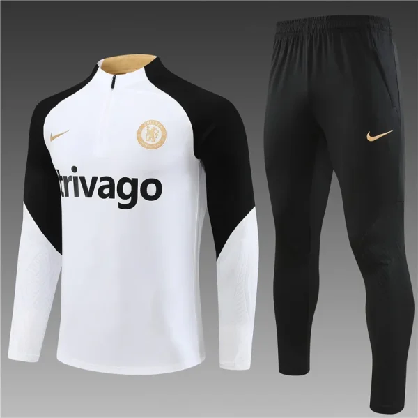 2023/2024 Chelsea Half-Pull Training Suit Whie Football Shirt 1:1 Thai Quality