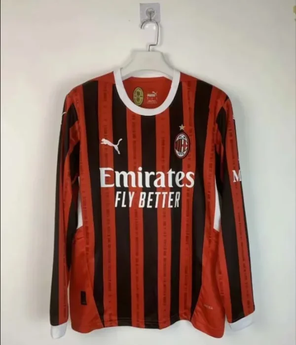 2024/2025 AC Milan Home Long Sleeve Football Shirt 1:1 Thai Quality
