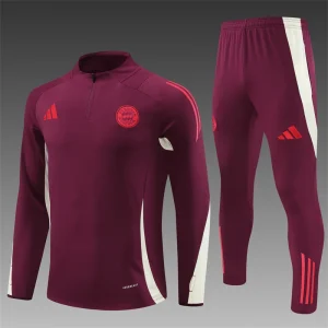 2024/2025 Bayern Munich Half-Pull Training Suit Red Date Color Football Shirt 1:1 Thai Quality