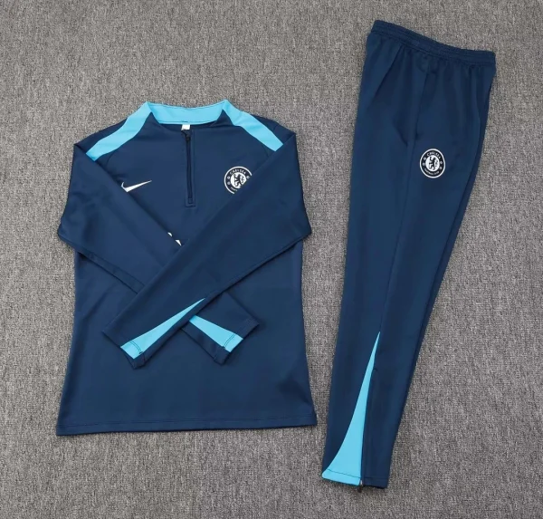 2024/2025 Chelsea Half-Pull Training Suit Royal blue Football Shirt Set 1:1 Thai Quality