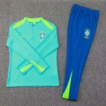 2024 Brazil Half-Pull Training Suit Light green Football Shirt 1:1 Thai Quality Set