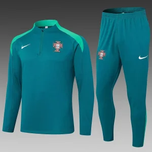 2024 Portugal Half-Pull Training Suit Dark Green Football Shirt Set 1:1 Thai Quality