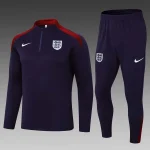 2024 England Half-Pull Training Suit Purple Football Shirt Set 1:1 Thai Quality